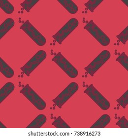 Alchemy seamless pattern background with bottles. Backdrop with cute laboratory bottles. Cartoon chemistry illustration. Magic liquid.