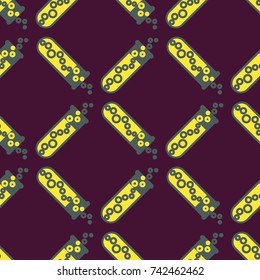 Alchemy seamless pattern background with bottles. Backdrop with cute laboratory bottles. Cartoon chemistry illustration. Magic liquid.
