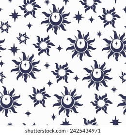 Alchemy signs flat design monochrome sun and moon