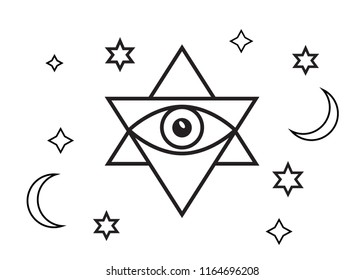 Alchemy, spirituality symbols in flat style . Alchemy art vector. Astrology vector set