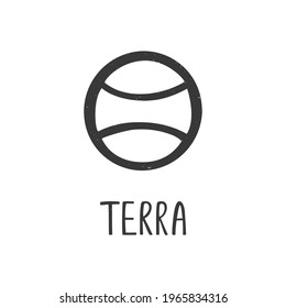 Alchemy symbol of Terra isolated on transparent background. Minimalistic caption icon. Vector shabby hand drawn illustration