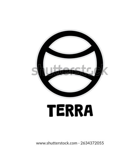Alchemy symbol of Terra isolated on transparent background. Minimalistic caption icon template. Shabby hand drawn illustration