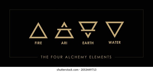 Alchemy symbols icon or logo  isolated on black background. Magic vector decorative elements. geometric shapes icon set. Pictograph.
