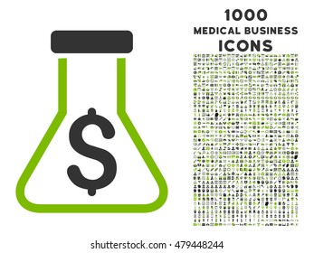 Alchemy vector bicolor icon with 1000 medical business icons. Set style is flat pictograms, eco green and gray colors, white background.