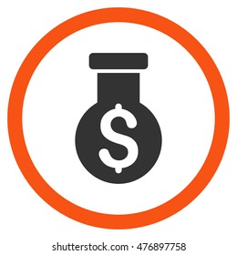 Alchemy vector bicolor rounded icon. Image style is a flat icon symbol inside a circle, orange and gray colors, white background.