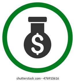 Alchemy vector bicolor rounded icon. Image style is a flat icon symbol inside a circle, green and gray colors, white background.
