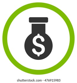 Alchemy vector bicolor rounded icon. Image style is a flat icon symbol inside a circle, eco green and gray colors, white background.