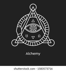 Alchemy vector illustration fire, water, life, death elements icon, line symbols. Alchemy icons. Basic mystic elements.