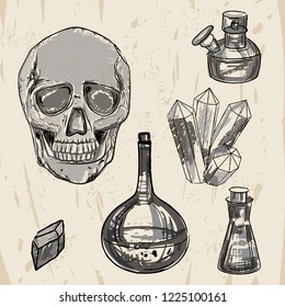 Alchemy vector symbols. Design esoteric and gothic.