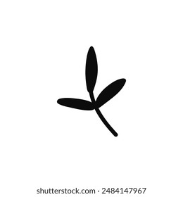 Alchemy and Witchcraft Wicca. Vector sketch of a magic twig with three leaves. Black and white illustration of tattoos, occult magic designs. Isolated esoteric element.