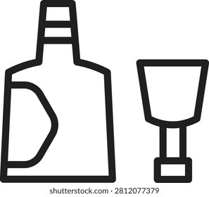 Alchohol Bottle Drink Line Icon