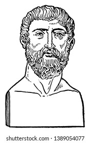 Alcibiades,  c. 450404 BC , he was a general and prominent Athenian statesman, one of the political leaders in Athens during the Peloponnesian war, vintage line drawing or engraving illustration