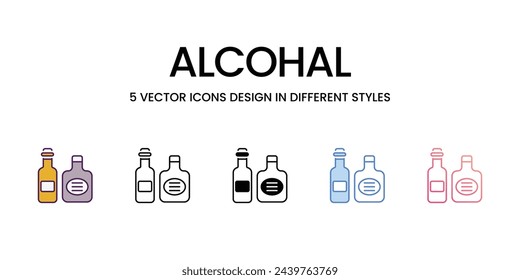 Conjunto de iconos de alcohol ilustración vectorial. vector stock,