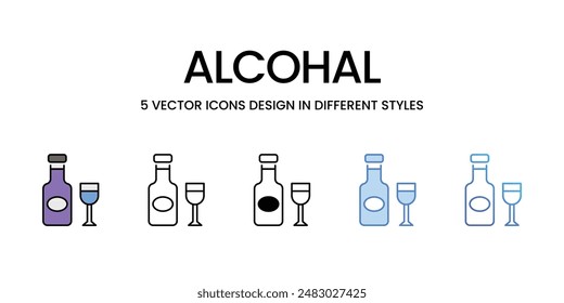 Alcohal icons vector set stock illustration.