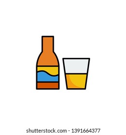 alcohil drink glass and bottle icon vector illustration