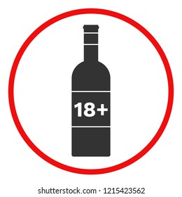 ALCOHOL 18 PLUS sign. Minimum Legal Drinking Age, MLDA notice. Vector.