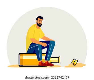 Alcohol addiction Alcoholism Problem Vector Drink