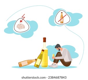 Alcohol addiction Alcoholism Vector Drunk Bottle