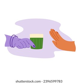 Concepto de adicción al alcohol. Dibujo vectorial plano de dibujos animados