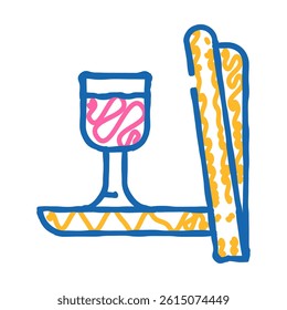 alcohol and airline food doodle icon sketch vector. alcohol and airline food sign. isolated symbol illustration
