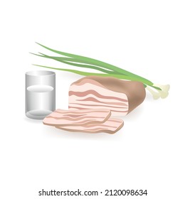 alcohol appetizer vodka green onions and lard