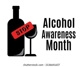 Alcohol Awareness Month, Idea for a horizontal poster, banner, flyer or postcard on a social theme vector illustration
