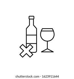 Alcohol ban icon. Simple line, outline vector elements of world awareness day icons for ui and ux, website or mobile application