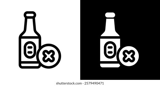 alcohol banned line and glyph icon, outline and glyph vector sign, linear and glyph style pictogram isolated on white and black. islamic Symbol, logo, icon, illustration