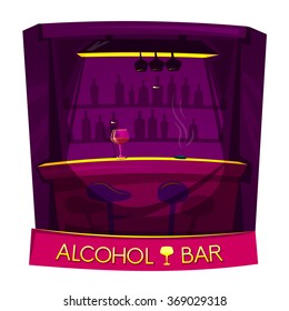 Alcohol bar concept design, nightclub lifestyle, vector illustration