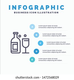 Alcohol, Bar, Drink, Whiskey Line icon with 5 steps presentation infographics Background