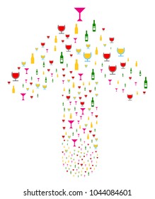 Alcohol Bar Drinks composition organized in the combination of ahead oriented arrow. Upwards pointer arrow composition organized from alcohol bar drinks pictographs.
