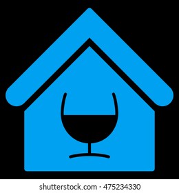 Alcohol Bar icon. Vector style is flat iconic symbol, blue color, black background.