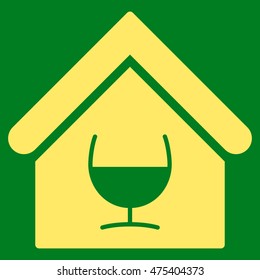 Alcohol Bar icon. Vector style is flat iconic symbol, yellow color, green background.