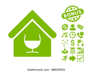 Alcohol Bar pictograph with bonus clip art. Vector illustration style is flat iconic symbols, eco green color, white background.