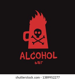 alcohol bar red logotype on black background
