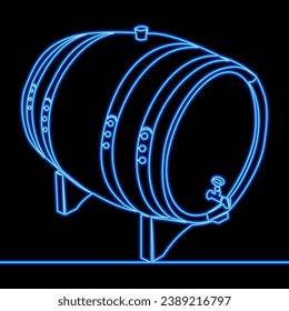 Alcohol barrel, drink container, wooden keg Barrel for wine, rum, beer icon neon glow vector illustration concept