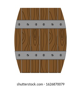 Alcohol barrels, beverage containers, isolated wooden barrel icons against a white background. Vector illustration