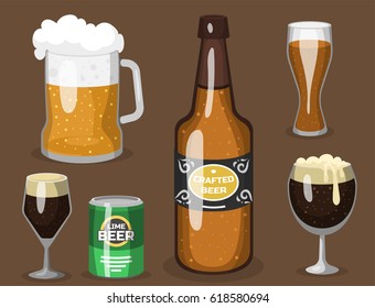 Alcohol beer vector illustration refreshment brewery and party dark beverage mug frosty craft drink.