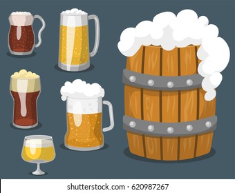 Alcohol beer vector illustration refreshment brewery and party dark beverage mug frosty craft drink.