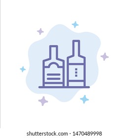Alcohol, Beverage, Bottle, Bottles Blue Icon on Abstract Cloud Background. Vector Icon Template background