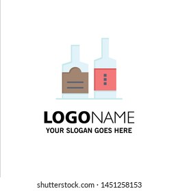 Alcohol, Beverage, Bottle, Bottles Business Logo Template. Flat Color