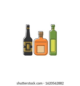 Alcohol beverage bottles vector icon symbol isolated on white background