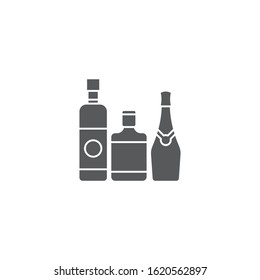 Alcohol beverage bottles vector icon symbol isolated on white background