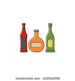 Alcohol beverage bottles vector icon symbol isolated on white background