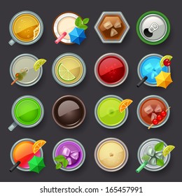 alcohol beverage and cocktail icon set