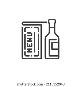 Alcohol beverage menu line icon. linear style sign for mobile concept and web design. Wine menu outline vector icon. Symbol, logo illustration. Vector graphics