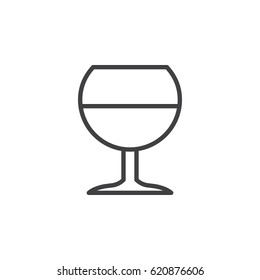 Alcohol beverage, wine glass line icon, outline vector sign, linear style pictogram isolated on white. Symbol, logo illustration. Editable stroke. Pixel perfect