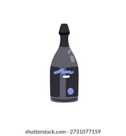Botella de alcohol. Abstractas bebida sellada elegante. Bebida alcohólica en envase premium con etiqueta de lujo. Vino, champán, prosecco aperetif. Ilustración vectorial plana aislada sobre fondo blanco
