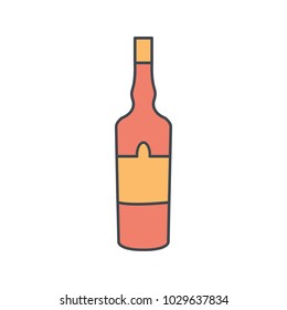 Alcohol bottle cartoon icon. Vector object in colour cartoon stile cognac bottle icon for drinks design, menu and web