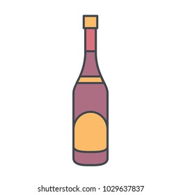 Alcohol bottle cartoon icon. Vector object in colour cartoon style champagne bottle icon for drinks design, menu and web